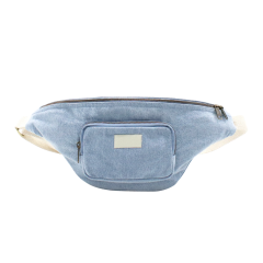 Denim Blue Belt Bag XL Vintage Fanny Pack Front Back Pockets