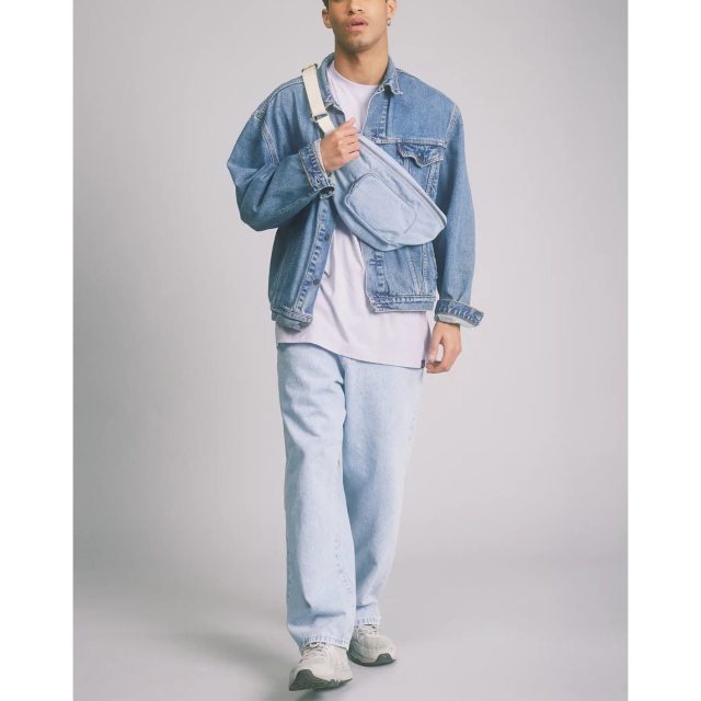 Denim Blue Belt Bag XL Vintage Fanny Pack Front Back Pockets
