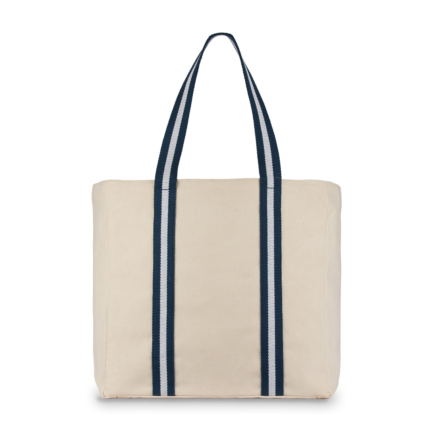 Big Canvas Beach Tote Easy Clean Nylon Liner Colorful Webbing Strap