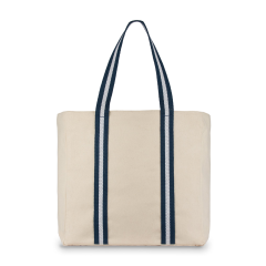 Big Canvas Beach Tote Easy Clean Nylon Liner Colorful Webbing Strap