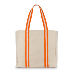 Big Canvas Beach Tote Easy Clean Nylon Liner Colorful Webbing Strap