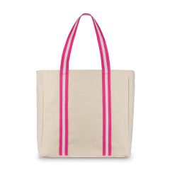 Big Canvas Beach Tote Easy Clean Nylon Liner Colorful Webbing Strap