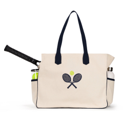 Canvas Tote Bag Fit All Court Tennis Pickleball Bag Interior Racquet Pocket Custom Embroidery