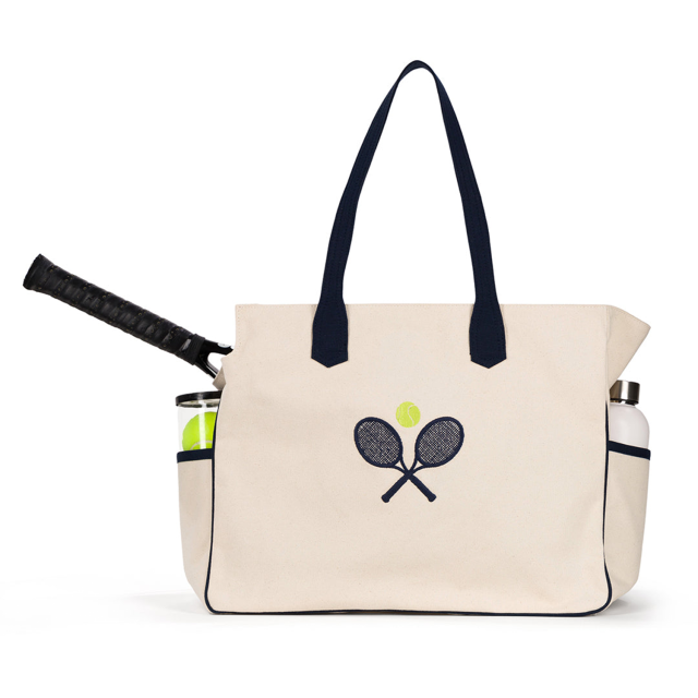 Canvas Tote Bag Fit All Court Tennis Pickleball Bag Interior Racquet Pocket Custom Embroidery