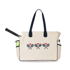 Canvas Tote Bag Fit All Court Tennis Pickleball Bag Interior Racquet Pocket Custom Embroidery