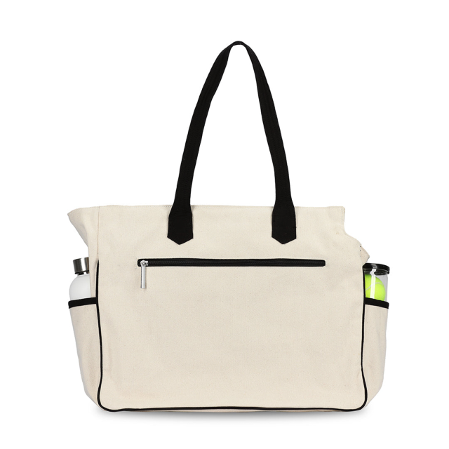 Canvas Tote Bag Fit All Court Tennis Pickleball Bag Interior Racquet Pocket Custom Embroidery