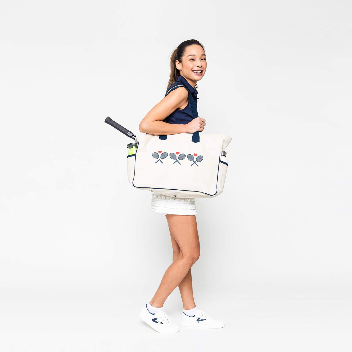 Canvas Tote Bag Fit All Court Tennis Pickleball Bag Interior Racquet Pocket Custom Embroidery