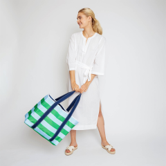 Fashion Contrast Color Tote Bag Water Resistant Nylon Fabric Polyester Lining