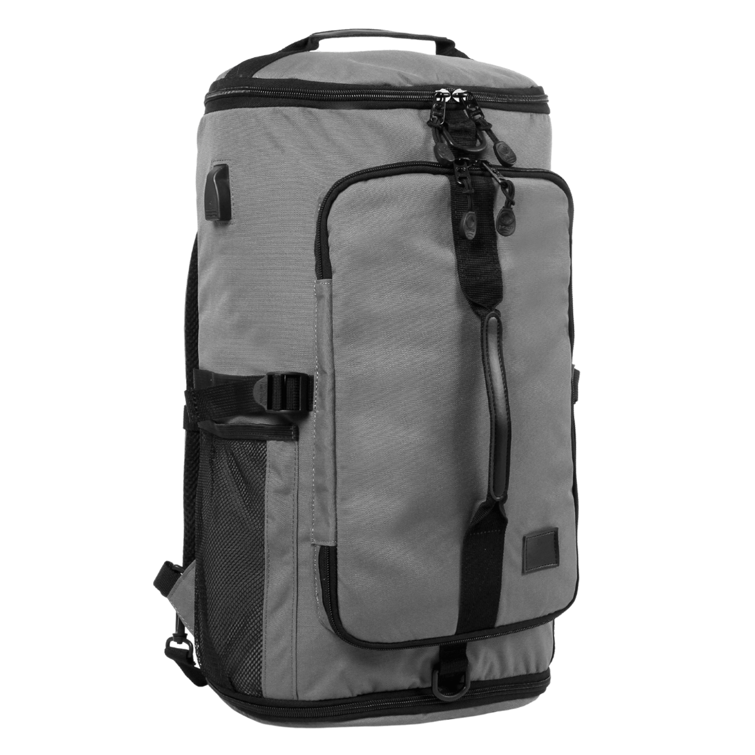 Multi-Purpose 2-Way Duffel Backpack USB Charging Port Detachable Shoulder Strap 600D Polyester