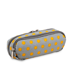 Double Compartment Pencil Case in Candy Buttons Two Separate Zipped Compartments