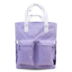 Lavender Casual Tote Bag Recycled Fabric Front Pockets With Zipper Umbrella Pocket
