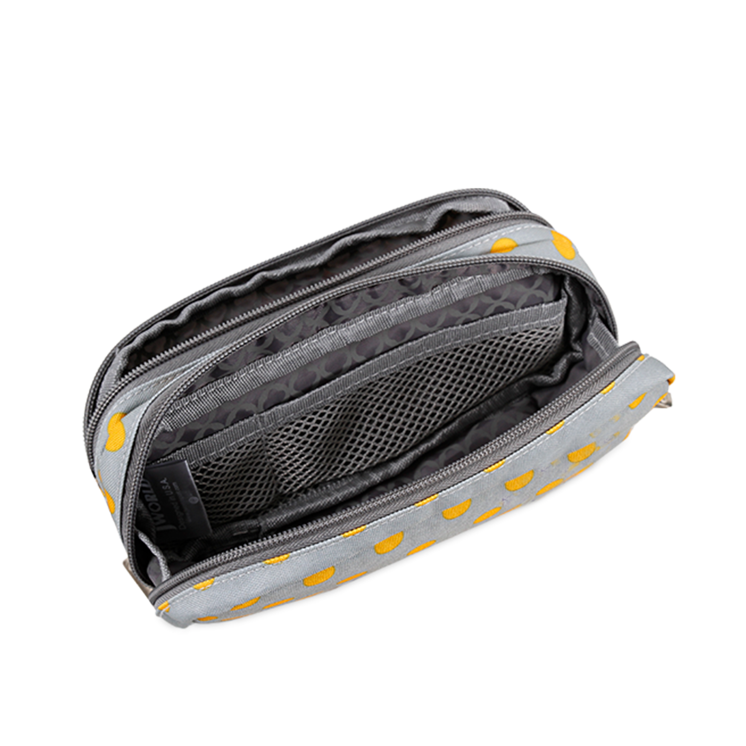 Double Compartment Pencil Case in Candy Buttons Two Separate Zipped Compartments