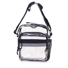Women Crossbody Bag in Clear Fabric Girls On-the-go Lifestyle Adjustable Shoulder Strap