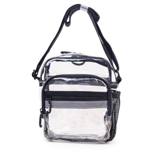 Women Crossbody Bag in Clear Fabric Girls On-the-go Lifestyle Adjustable Shoulder Strap