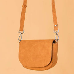Street Fashion Half-moon Shoulder Mini Bag Minimalist Design Eco Vegan Leather Magnetic Clasp Logo Embossing