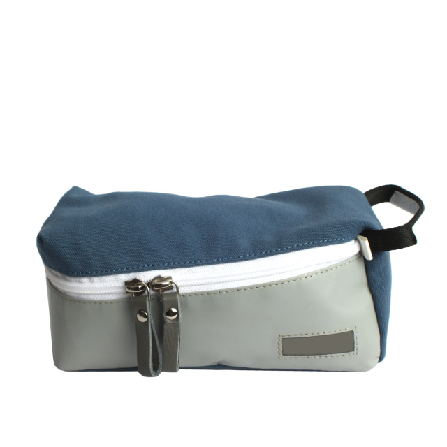 Custom Logo Printing Contrast Color Toiletry Storage Cotton Canvas Wash Bag for Cosmetics