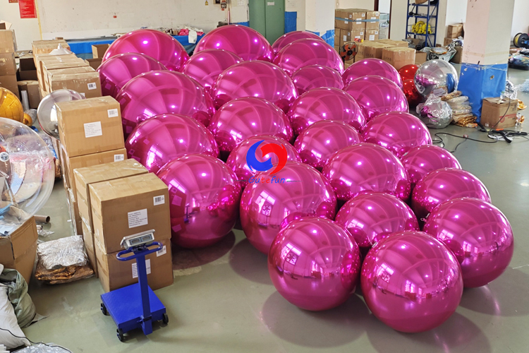 Rose red shiny balls