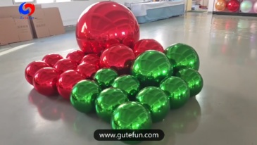 Gutefun top sale giant red round shiny balls and green round balls bubble spheres mirror balls as decoration