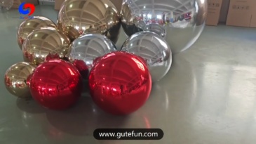 giant red inflatable mirror ball big shiny Silver regular balls Gold regular balls combination