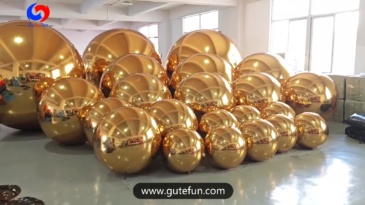 Wedding Party events artist planning & styling decor balloons big shiny gold / golden inflatable mirror balls