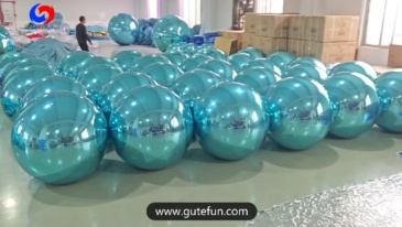 Unforgettable Milestone Event Decoration Disco Balls Giant Teal Inflatable Metallic Spheres Light Blue Big Shiny Balls