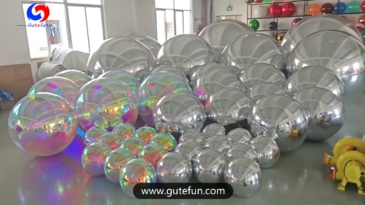 Corporate anniversary birthday events decoration balloons backdrop giant silver iridescent Big Shiny Balls
