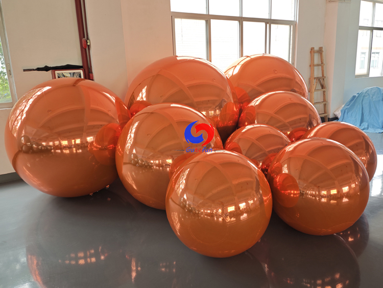 Reusable giant Fluorescent orange big shiny balls for Luxury Christmas🎅 party events backdrop decorations