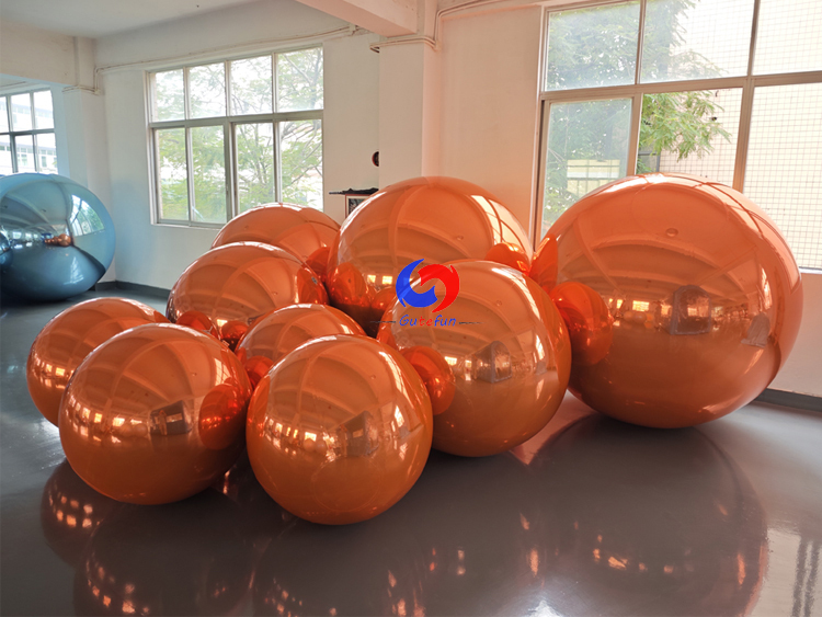 Reusable giant Fluorescent orange big shiny balls for Luxury Christmas🎅 party events backdrop decorations