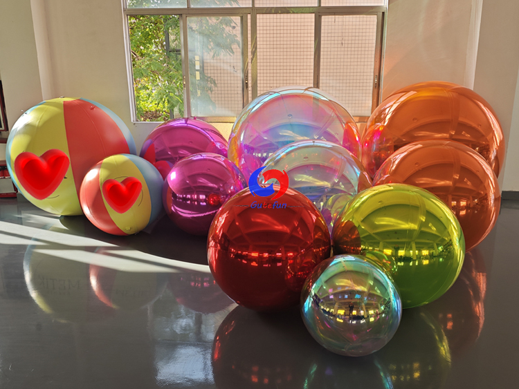 Orange + Green+ Red + Iridescent + pink big shiny balls bundles for creating unique party birthday events backdrop Christmas decorations
