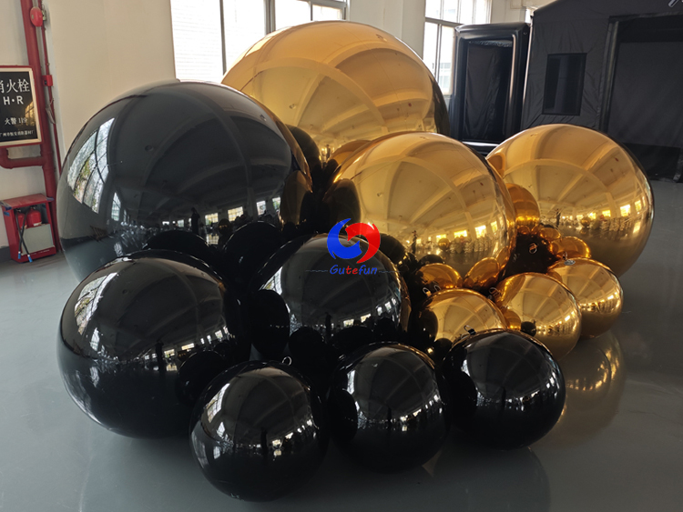 Fast setup Black shiny balls and Gold shiny balls bundles for party events backdrop balloons decorations
