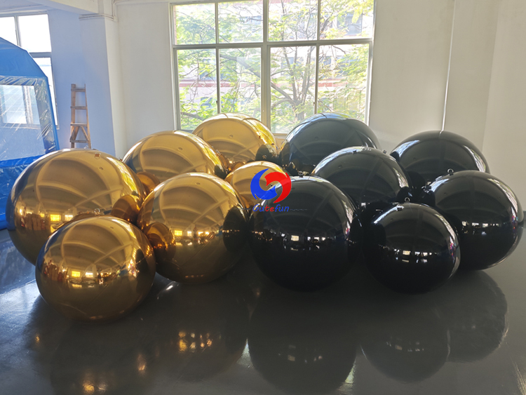 Large party events birthday Luxury decor Reusable Giant Gold + Black big shiny balls bundles