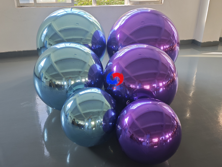 3Pcs purple +3pcs teal shiny balls