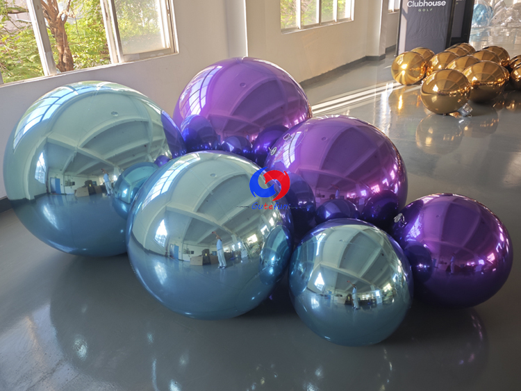 3Pcs purple +3pcs teal shiny balls