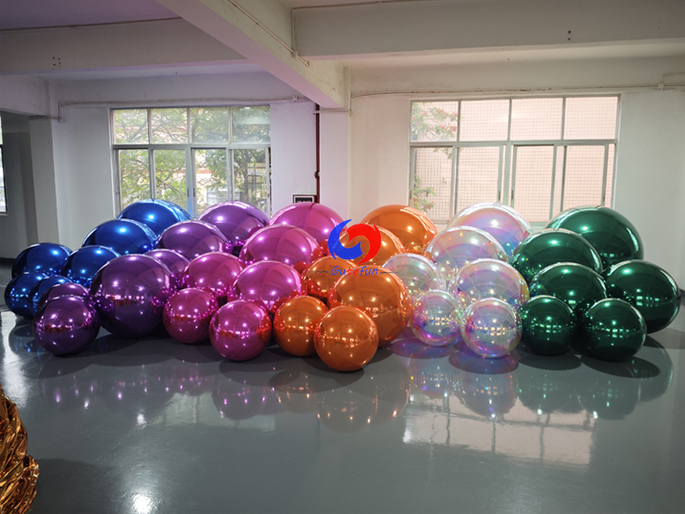 6pcs iridescent +6pcs hot pink +6pcs purple +6pcs dark green + 6pcs dark orange +6pcs dark bule shiny balls