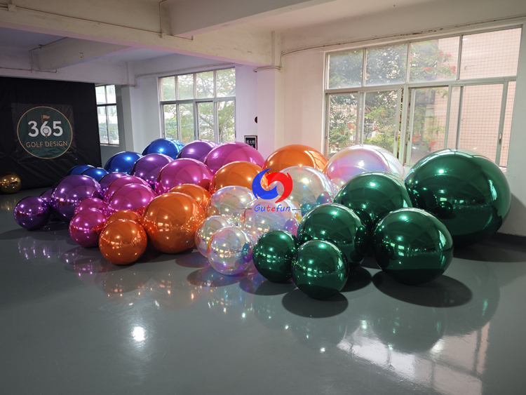 6pcs iridescent +6pcs hot pink +6pcs purple +6pcs dark green + 6pcs dark orange +6pcs dark bule shiny balls