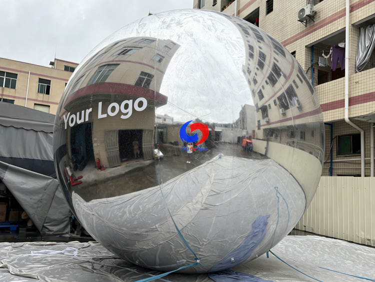 Custom 5M Inflatable Mirror Ball, Seamless Chrome Inflatable Mirror Sphere for Brand Events, Festivals & Commercial Displays