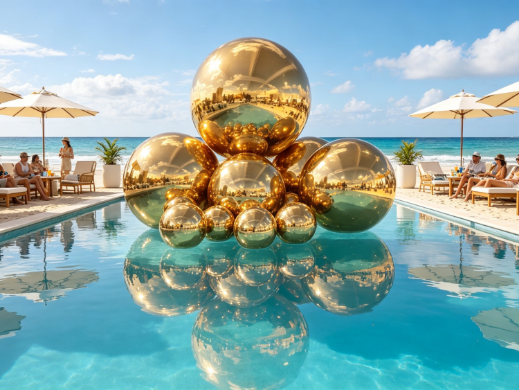 15pcs Luxury Gold Inflatable Mirror Orbs | Premium Event Decor Factory Supply