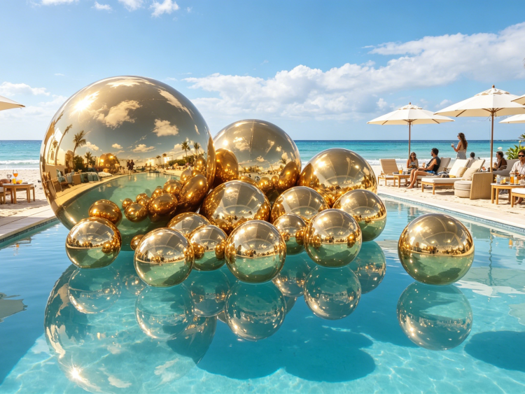 15pcs Luxury Gold Inflatable Mirror Orbs | Premium Event Decor Factory Supply