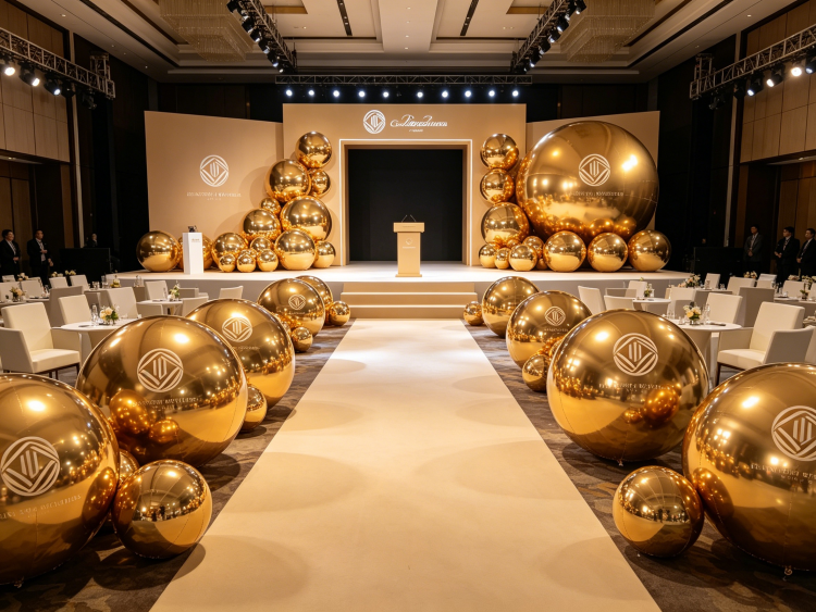 15pcs Luxury Gold Inflatable Mirror Orbs | Premium Event Decor Factory Supply