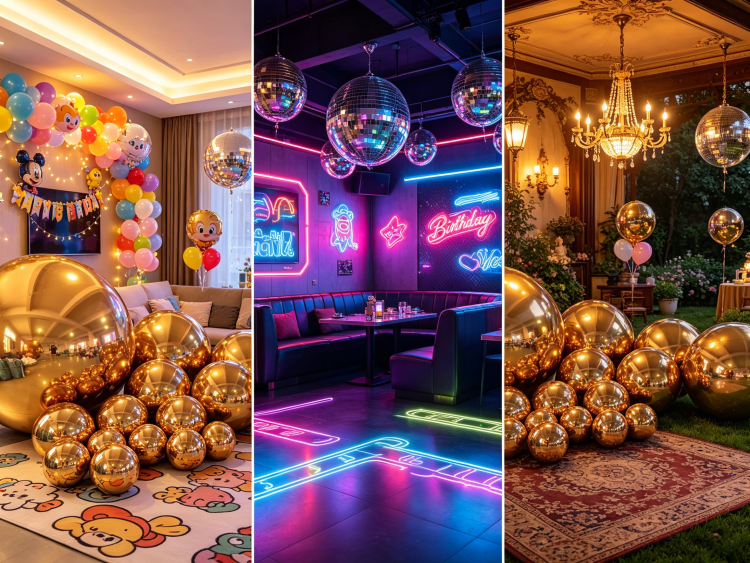 15pcs Luxury Gold Inflatable Mirror Orbs | Premium Event Decor Factory Supply