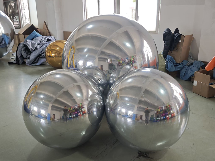 3Pcs Shiny Silver Inflatable Mirror Balls | Event Game-Changer