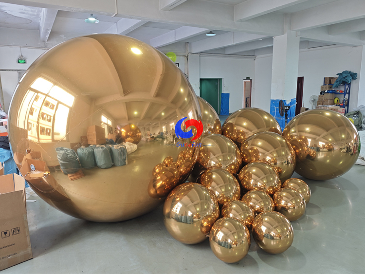 15pcs Luxury Gold Inflatable Mirror Orbs | Premium Event Decor Factory Supply
