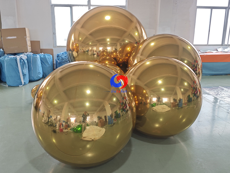 15pcs Luxury Gold Inflatable Mirror Orbs | Premium Event Decor Factory Supply