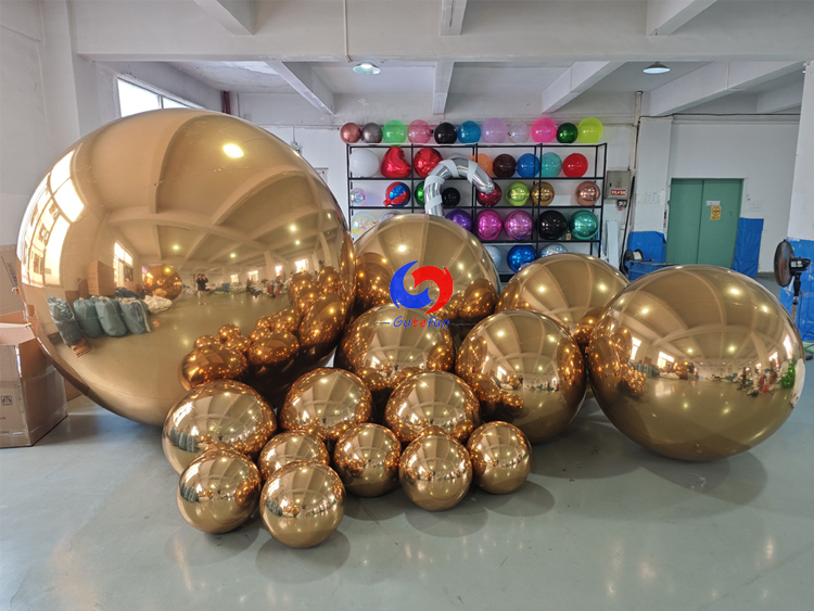 15pcs Luxury Gold Inflatable Mirror Orbs | Premium Event Decor Factory Supply