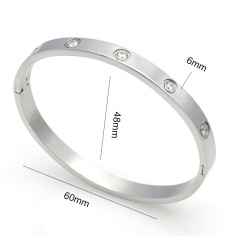 Love 18k Gold Plated Stainless Steel Zircons Bangles Bracelet for Men Women Jewelry Gift