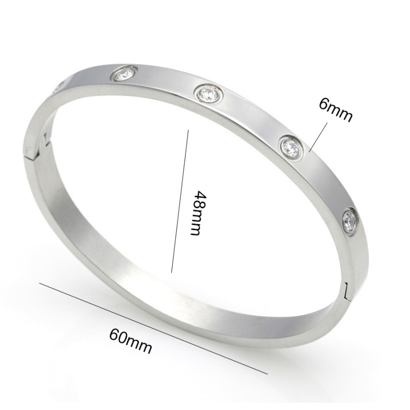 Love 18k Gold Plated Stainless Steel Zircons Bangles Bracelet for Men Women Jewelry Gift