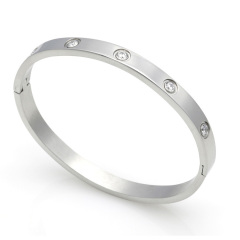 Love 18k Gold Plated Stainless Steel Zircons Bangles Bracelet for Men Women Jewelry Gift