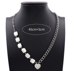 Creative Full Zircon Stainless Steel Jewelry Heart-Shape Rhinestone Fashionable Shell Neclace Jewelry