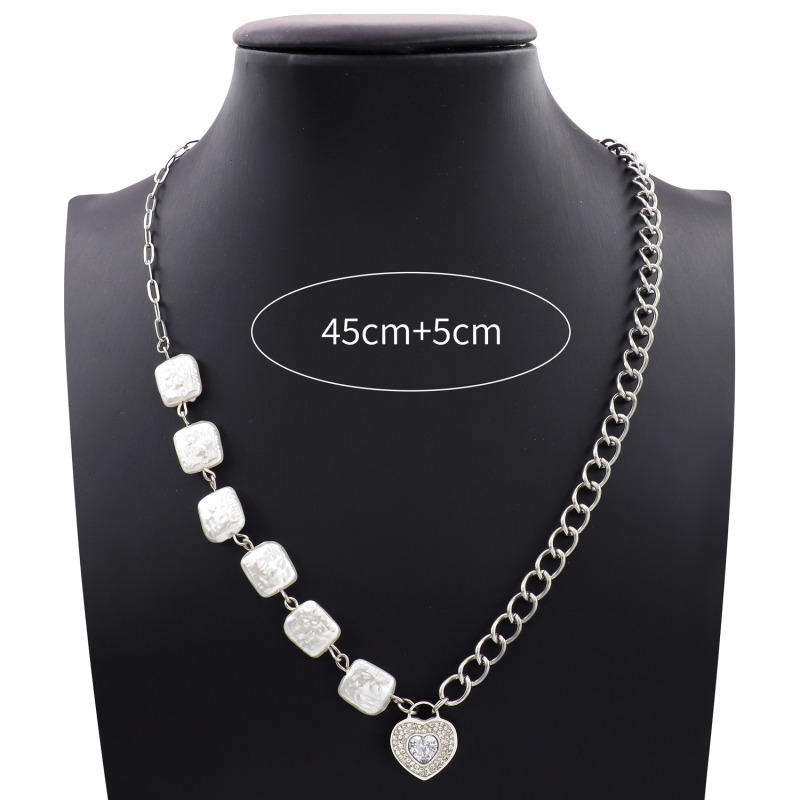 Creative Full Zircon Stainless Steel Jewelry Heart-Shape Rhinestone Fashionable Shell Neclace Jewelry