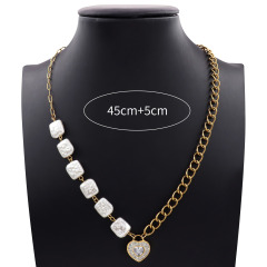 Creative Full Zircon Stainless Steel Jewelry Heart-Shape Rhinestone Fashionable Shell Neclace Jewelry